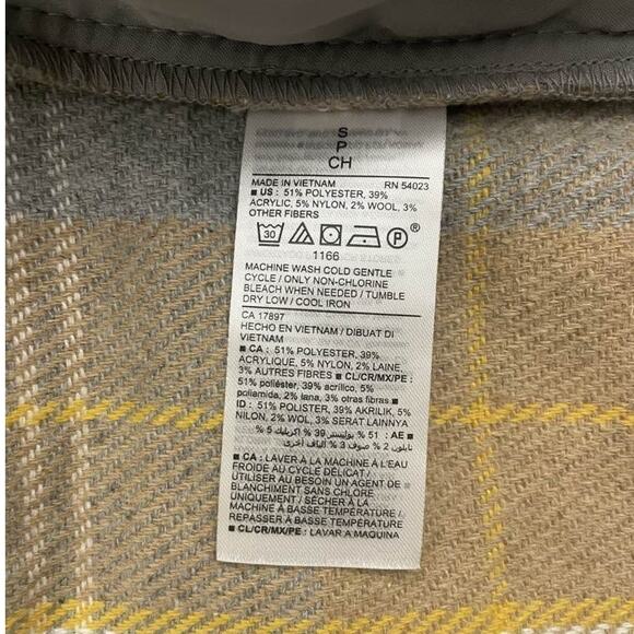 Old Navy Womens Soft-Brushed Plaid Shacket Yellow Gray White Size S - Picture 8 of 9